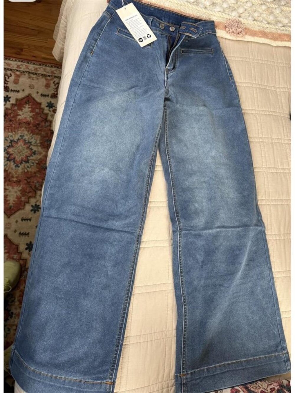 Womens Baggy Jeans Wide Leg Mid High Waisted Straight Denim Pants 2026 Spring